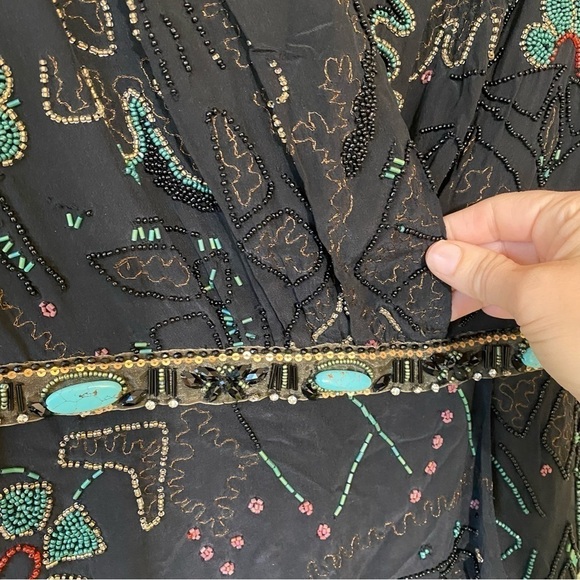 Nanette Lepore Silk Beaded Dress Damaged Sz 4 - Picture 4 of 12